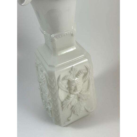 RARE!! Portieux Vallerysthal Vase Milk Glass Roses/Drama Masque Made in France - Picture 7 of 10